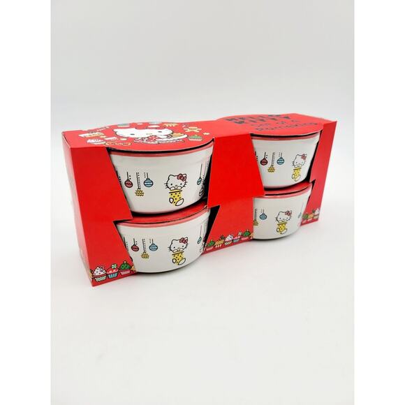 Hello Kitty Ramekins, Christmas Holiday Set of 4 Ornaments Design NWT - Picture 1 of 6